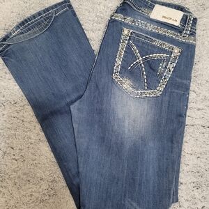 Grace in LA Women's Boot Cut Jeans with Embellished Pockets